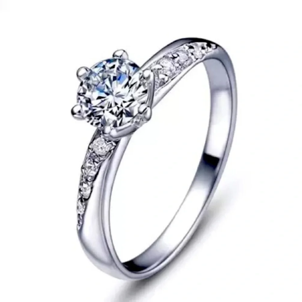 NEW Fashion Sterling Silver Shiny Zircon Ring